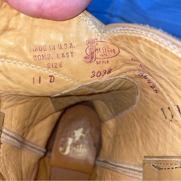 Justin Boots Classic Blonde Leather Roper Boots - Picture 11 of 12